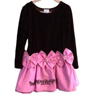 Laura Ashley Brown Velour Long Sleeve Top, Pink Bottom, Size 5